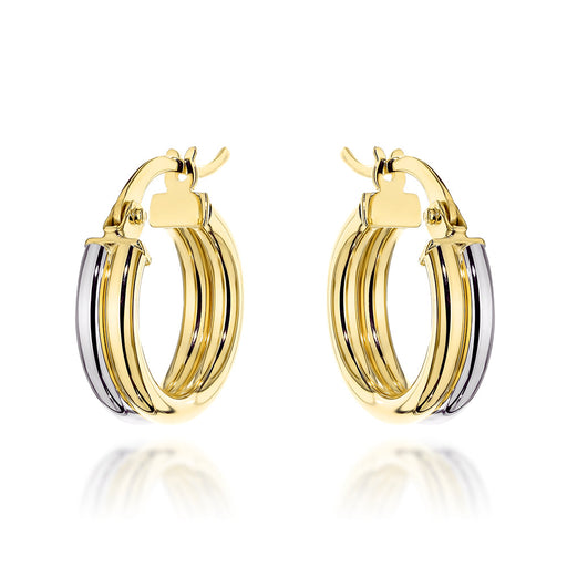 Cercei Aur 14K Cercuri Duble în Două Culori de Aur