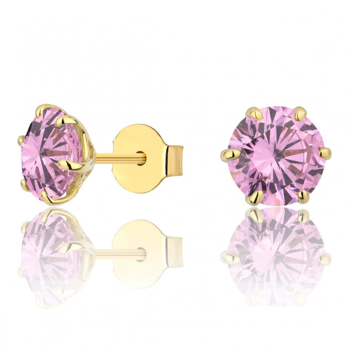 Cercei Aur 8K cu Piatră Roz - Eleganță Delicată