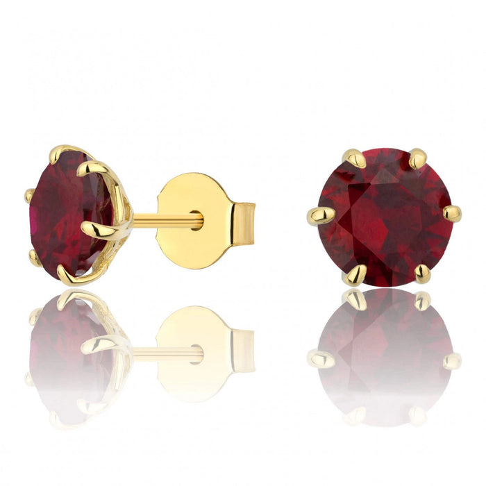 Cercei Aur 8K cu Piatră Roșie - Tijă - Eleganță Simplă
