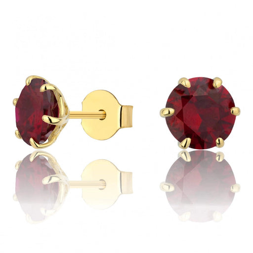 Cercei Aur 8K cu Piatră Roșie - Tijă - Eleganță Simplă