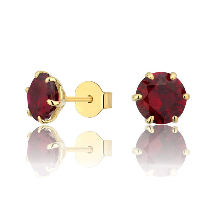 Cercei Aur 8K cu Piatră Roșie - Tijă - Eleganță Simplă