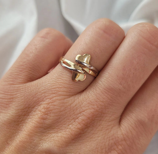 Inel Aur 8K Două Inimi - Eleganță Simplă