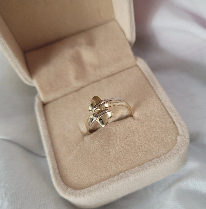 Inel Aur 8K Două Inimi - Eleganță Simplă
