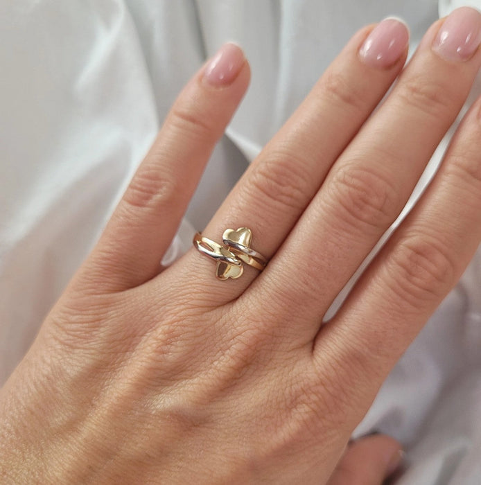 Inel Aur 8K Două Inimi - Eleganță Simplă