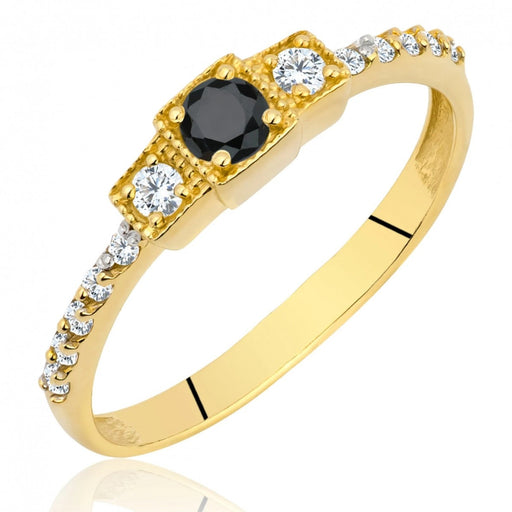 Inel Aur 8K cu Zirconiu Negru - Eleganță Atemporală