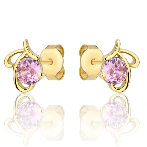 Cercei Aur 8K cu Piatră Roz - Design Unic