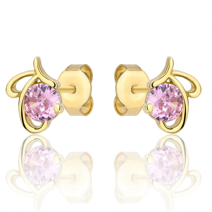 Cercei Aur 8K cu Piatră Roz - Design Unic