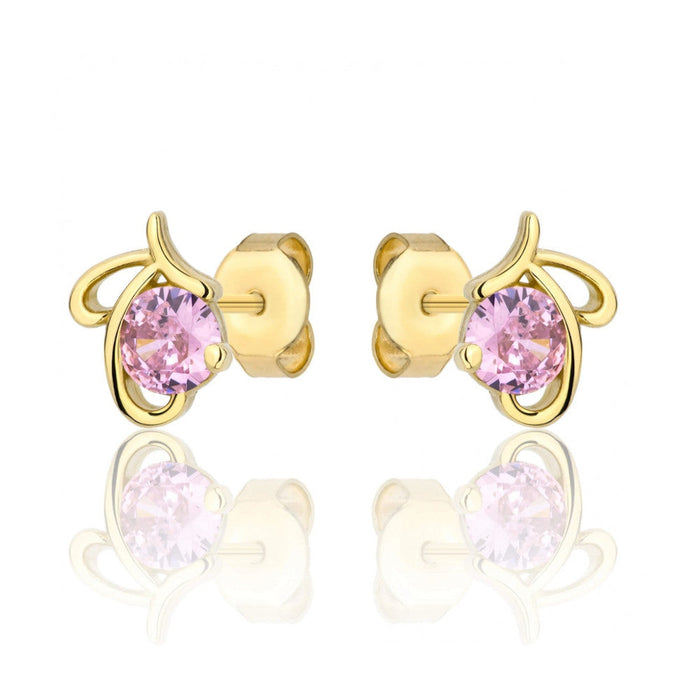 Cercei Aur 8K cu Piatră Roz - Design Unic