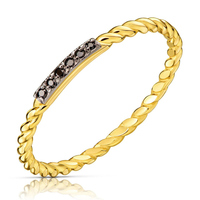 Inel Aur 8K cu Zirconii Negre - Eleganță Rotundă