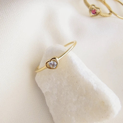 Inel Aur 8K cu Inimă și Zirconiu Alb - Eleganță Romantică