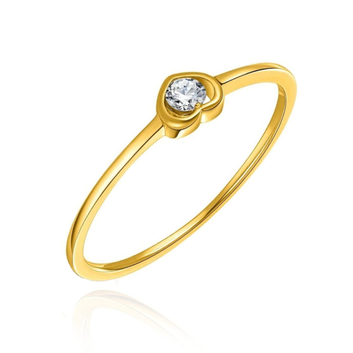 Inel Aur 8K cu Inimă și Zirconiu Alb - Eleganță Romantică