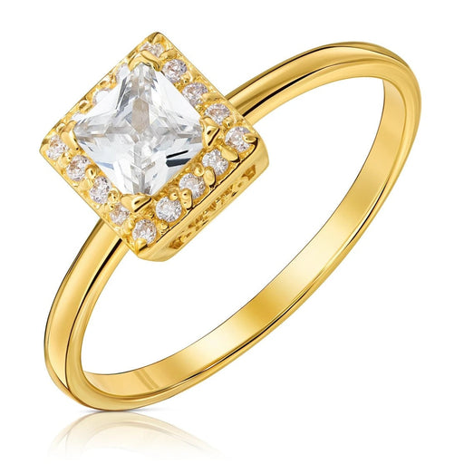Inel Delicat Aur 8K cu Zirconiu Pătrat - Eleganță Atemporală