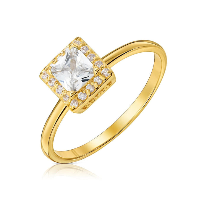 Inel Delicat Aur 8K cu Zirconiu Pătrat - Eleganță Atemporală