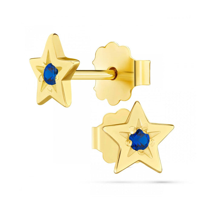 Cercei Stea Aur 8K cu Zirconiu Albastru - Eleganță Scânteietoare