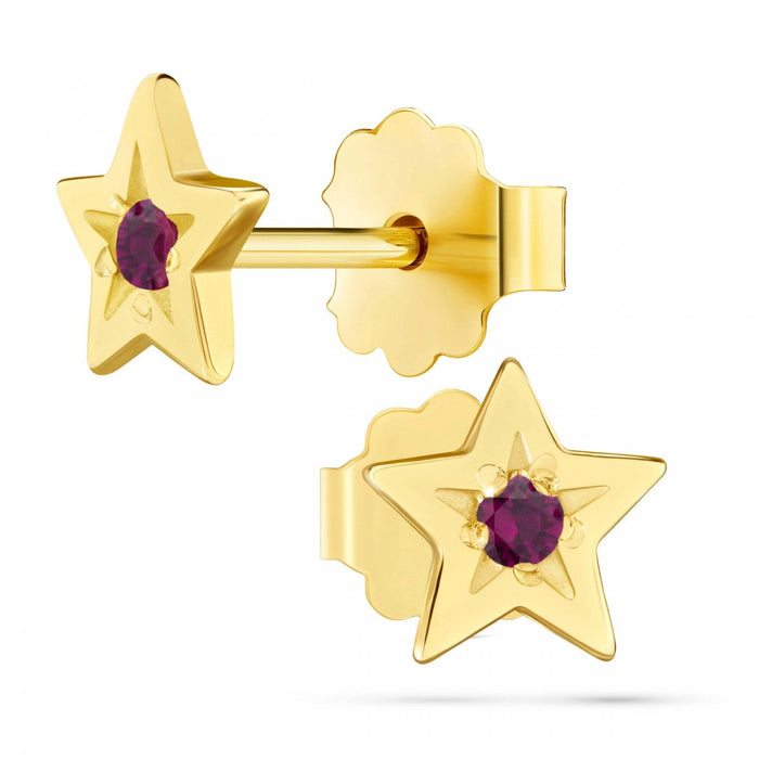 Cercei Aur Stea cu Zirconiu Rubin Aur 8K Ø 6.0mm