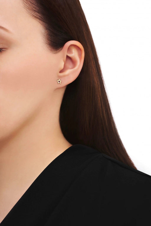 Cercei Aur Stea cu Zirconiu Rubin Aur 8K Ø 6.0mm