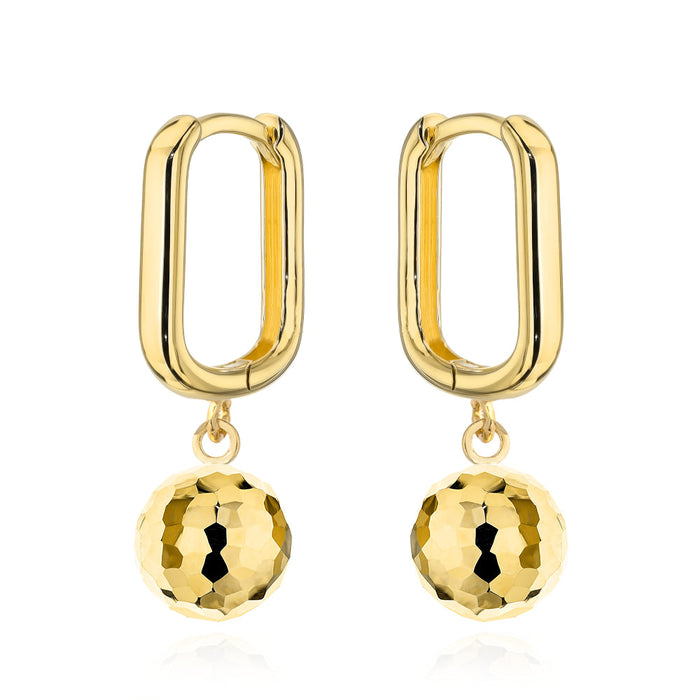 Cercei Aur 14K Rotunzi, Suspendati cu Biluțe - Eleganță Atemporală