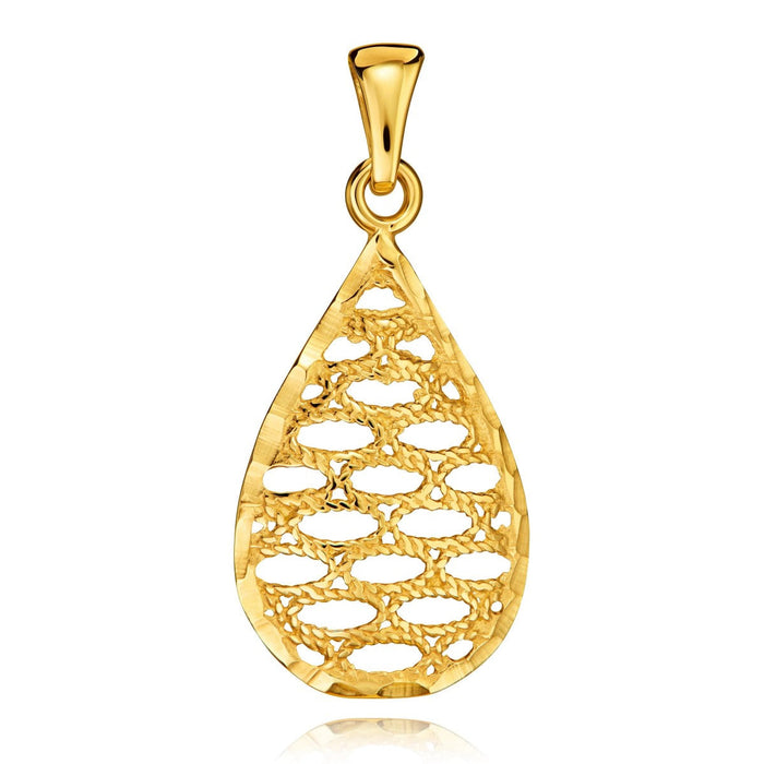 Pandantiv Aur 8K Picătură Ajourată - Eleganță Îndrăzneață