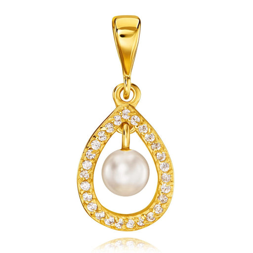 Pandantiv Aur 8K cu Perlă și Zirconiu - Eleganță Încântătoare