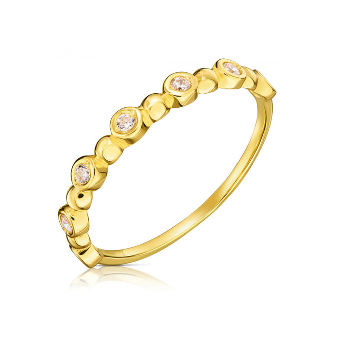 Inel Subțire Aur 8K cu Zirconii Albe