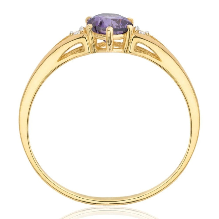 Inel Aur 8K cu Piatră Violetă - Eleganță Subtilă