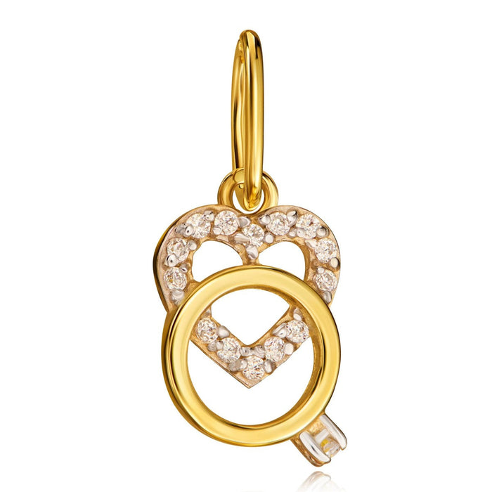 Pandantiv Aur 8K Inimă Strălucitoare cu Zirconiu