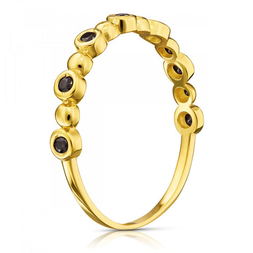Inel Subțire Aur 8K cu Pietre Negre - Eleganță Simplă