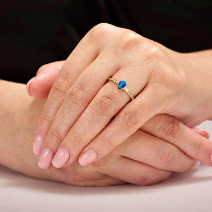 Inel Delicat Aur 8K cu Zirconiu Saphir - Eleganță Subtilă