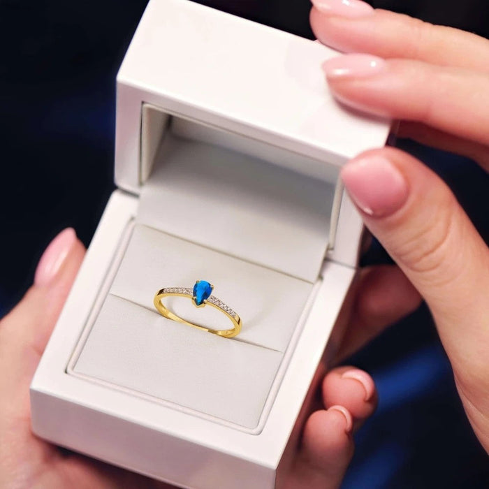 Inel Delicat Aur 8K cu Zirconiu Saphir - Eleganță Subtilă