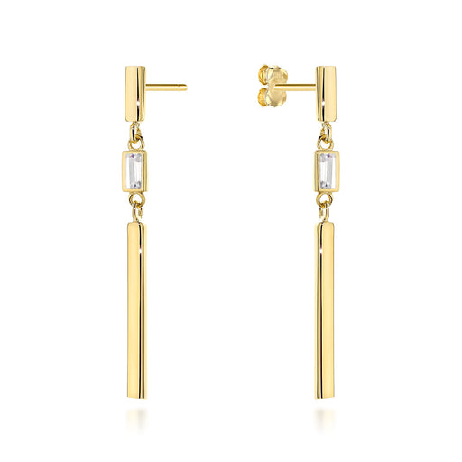 Cercei Aur 14K Pendulari cu Cristal Alb - Eleganță Atemporală