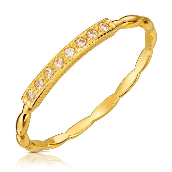 Inel Delicat Aur 8K cu Zirconii Albe - Eleganță Subtilă