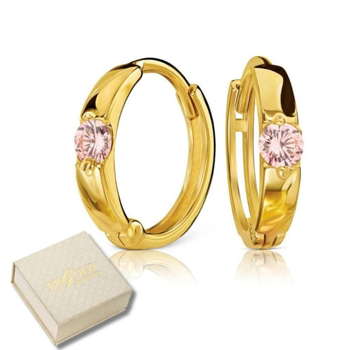Cercei Aur 8K pentru Fetițe cu Zirconiu Roz – Eleganță Delicată