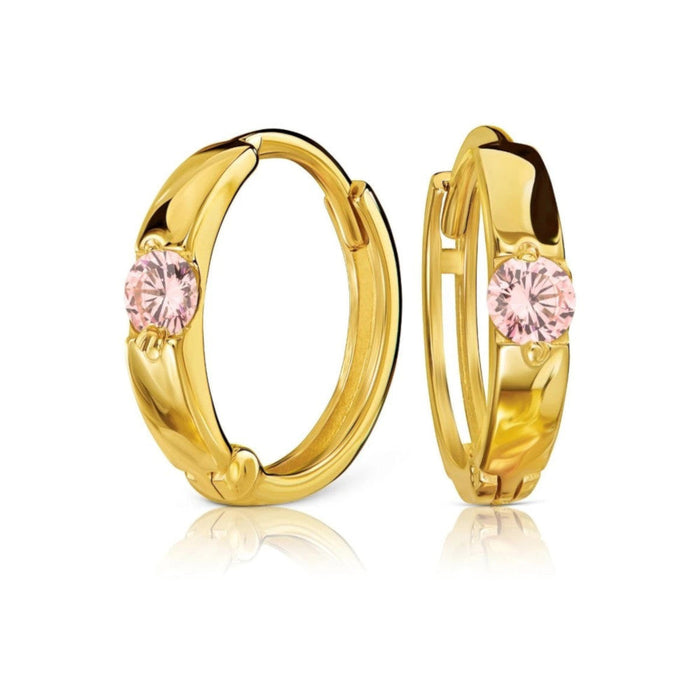 Cercei Aur 8K pentru Fetițe cu Zirconiu Roz – Eleganță Delicată