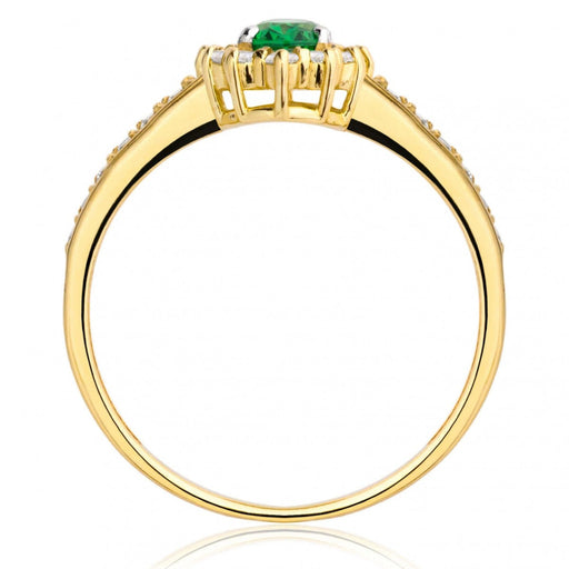 Inel de Logodnă Aur 8K cu Piatră Verde – Eleganță Atemporală