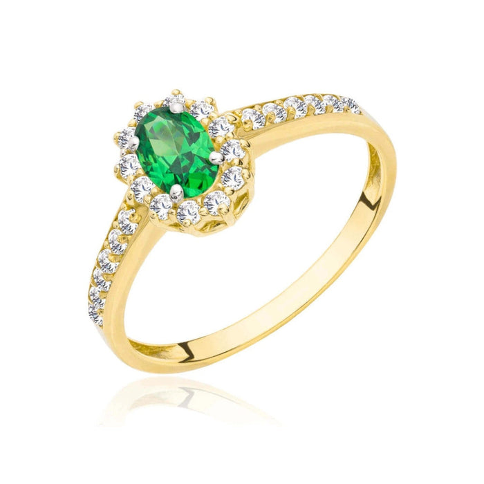 Inel de Logodnă Aur 8K cu Piatră Verde – Eleganță Atemporală