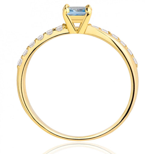 Inel de Logodnă Aur 8K cu Piatră Albastră G.0093a