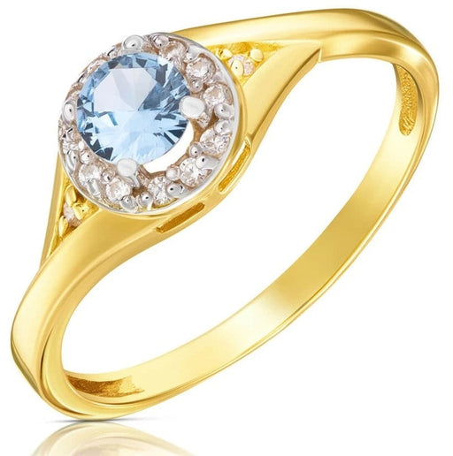 Inel de Logodnă Aur 8K cu Zirconiu Albastru - Eleganță Eternă