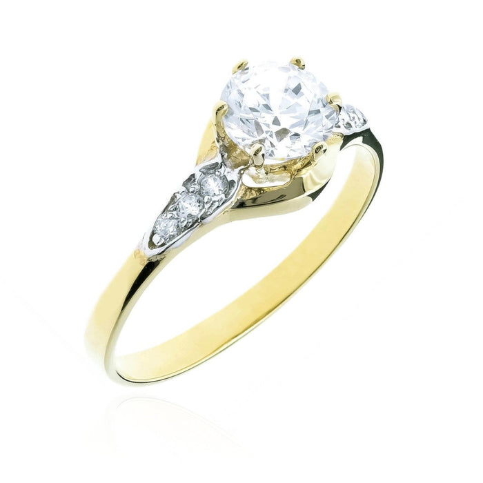 Inel Aur 8K cu Zirconiu Alb Strălucitor