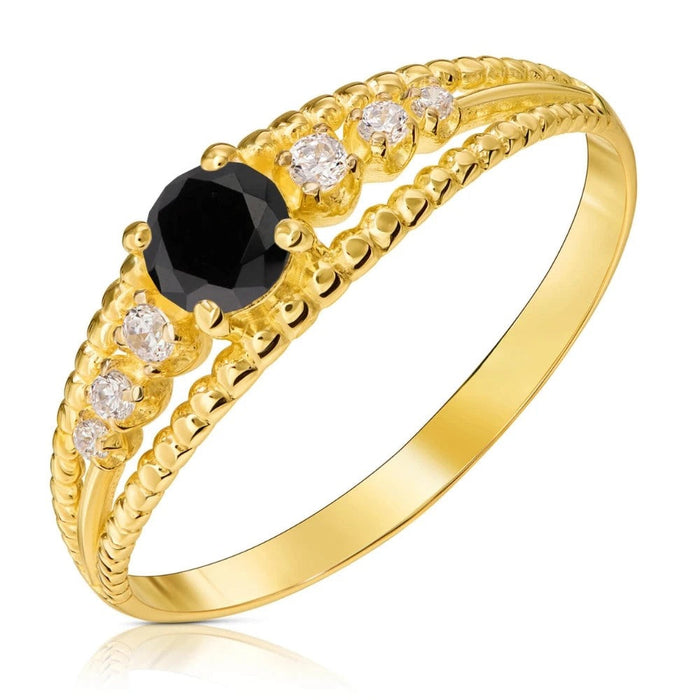 Inel Aur 8K cu Piatră Neagră - Eleganță Atemporală