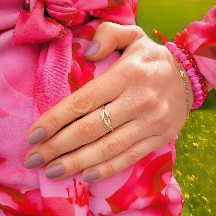 Inel Aur 8K cu Zirconii - Design Modern