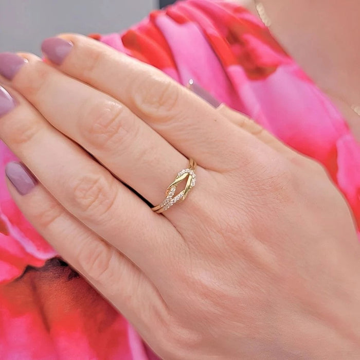 Inel Aur 8K cu Zirconii - Design Modern