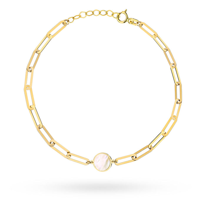 Brățară Aur 14K cu Zale Lungi și Cerc cu Perlă Naturală