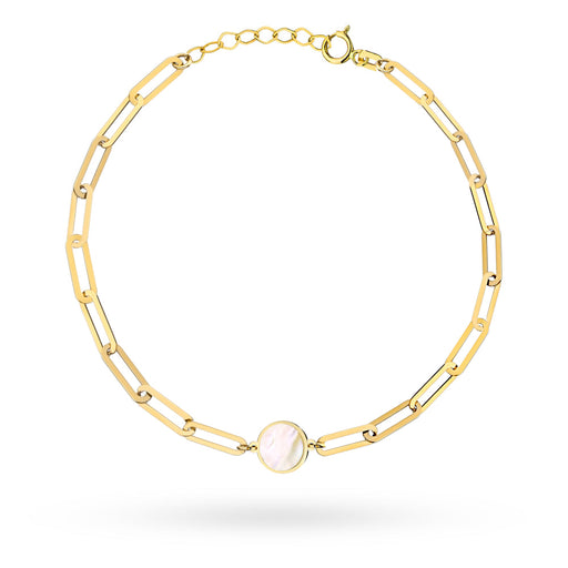 Brățară Aur 14K cu Zale Lungi și Cerc cu Perlă Naturală