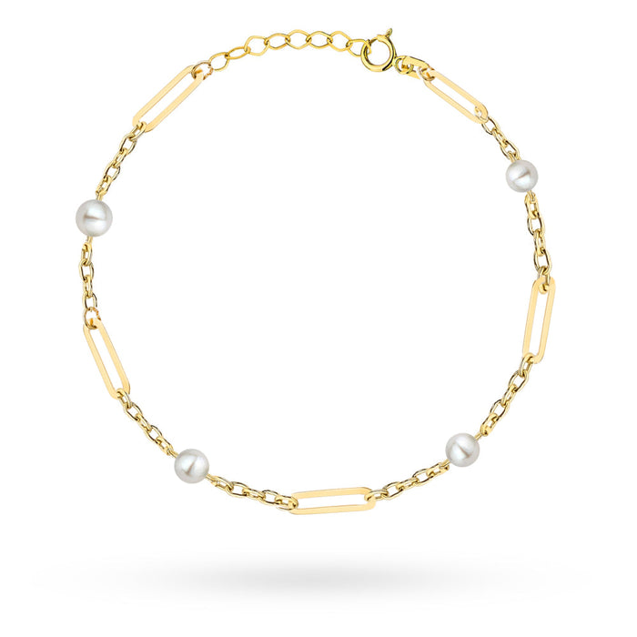 Brățară Aur 14K cu Zale Lungi și Perle Naturale