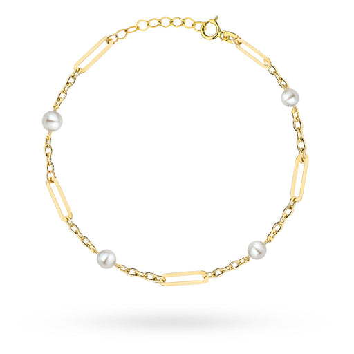 Brățară Aur 14K cu Zale Lungi și Perle Naturale
