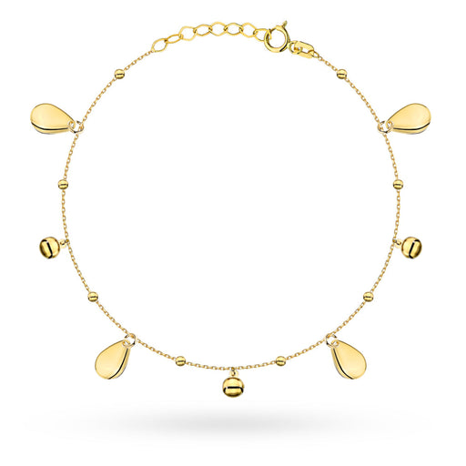 Brățară Aur 14K cu Bile Netede și Picături Suspendate