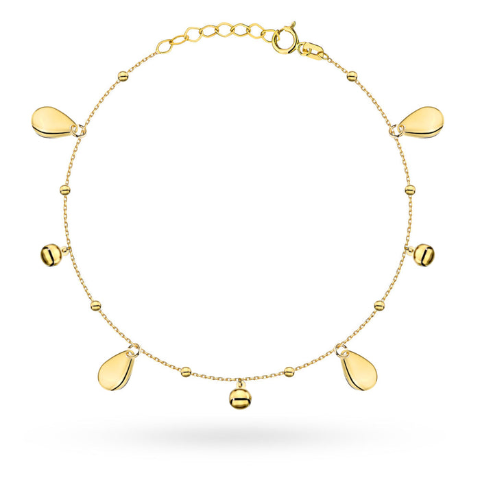 Brățară Aur 14K cu Bile Netede și Picături Suspendate
