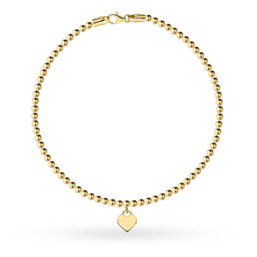 Brățară Aur 14K Cu Bile Netede și Inimă Suspendată