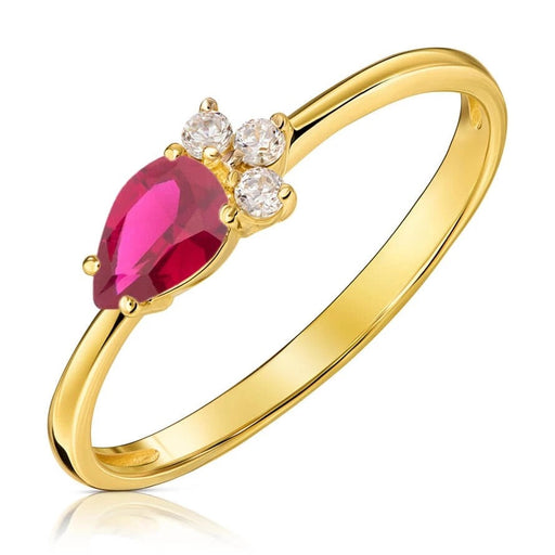 Inel Aur 8K cu Zirconiu Rubin și Design Elegant