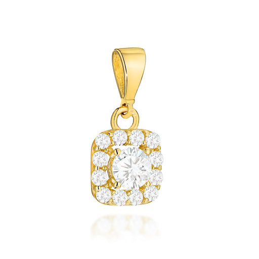 Pandantiv Aur 14K Pătrat cu Zirconii - Eleganță Geometrică